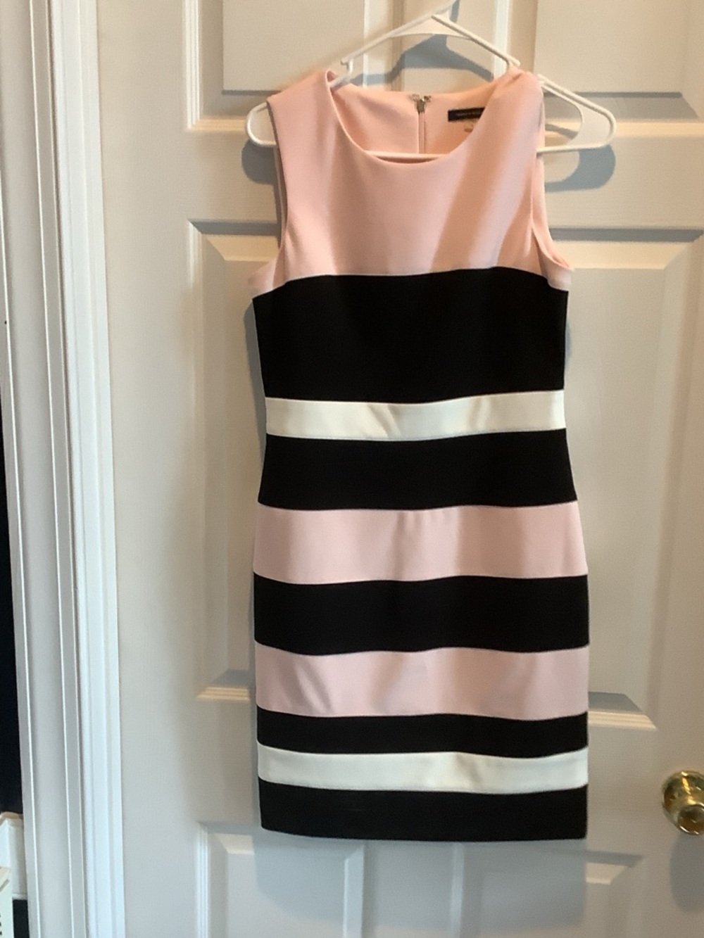 Tommy‎ Hilfiger Pink, Black & White Striped Midi Dress